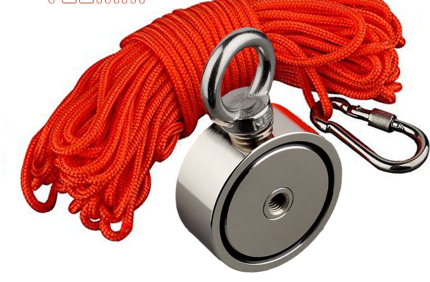 Double sided Fishing Magnet D60*22mm 160KG*2 Vertical Pull-force Recovery Salvage N52 Neodymium Magnets with Rope for Searching